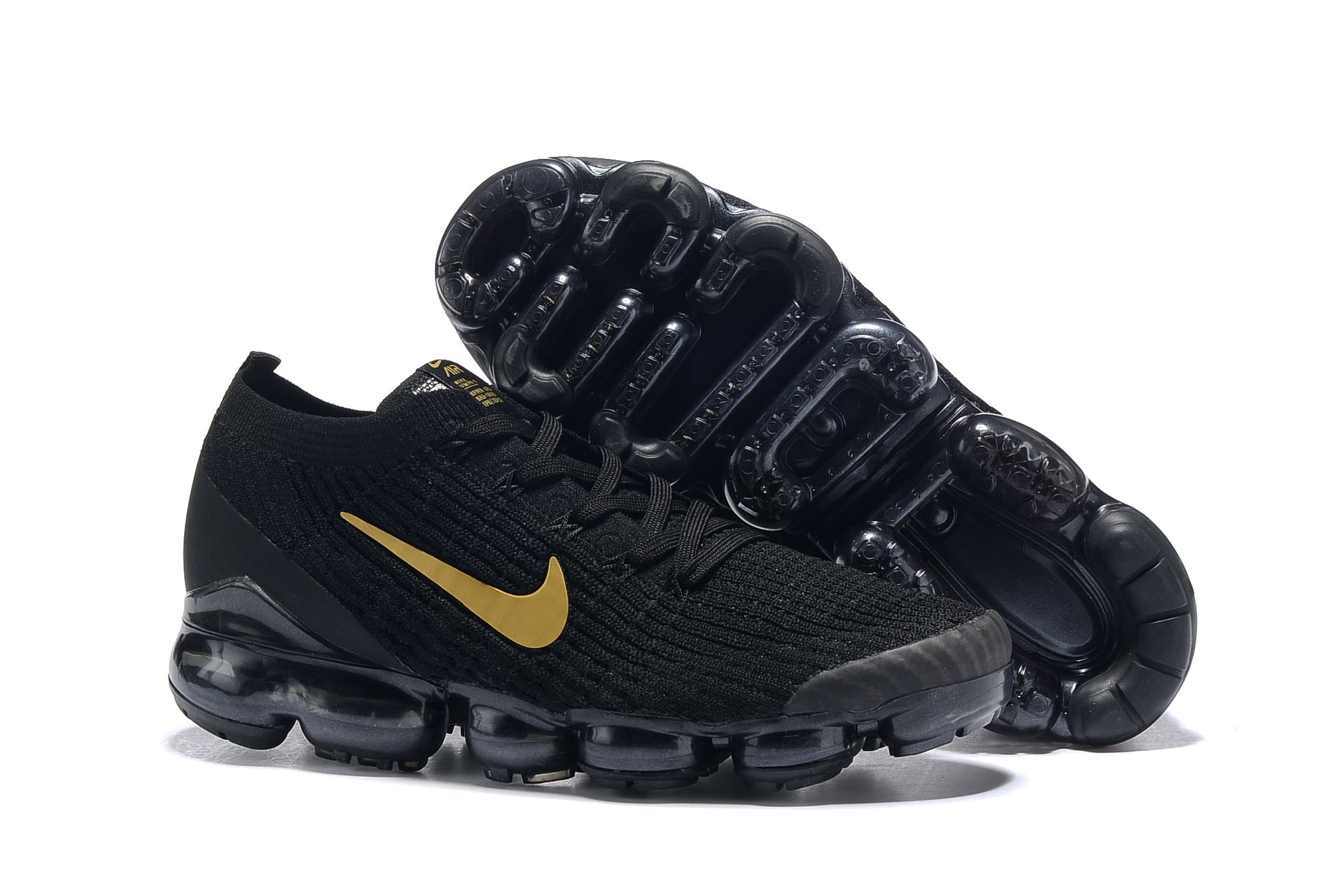 2019 Nike Air VaporMax Flyknit 3.0 Black Gold Shoes - Click Image to Close